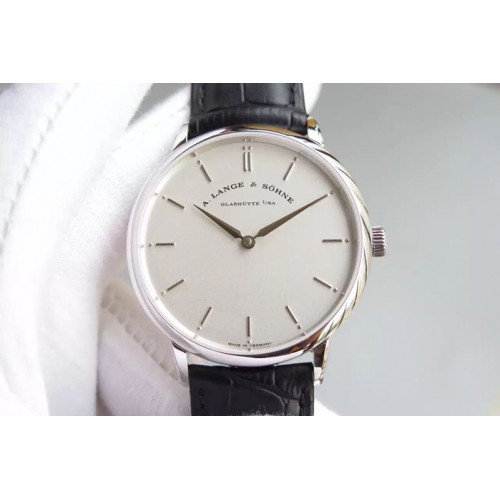A. Lange & Sohne Classic SS/LE White Dial on Leather Strap M9015