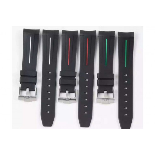 Rolex RubberB White/Red/Green Line Rubber strap with Tang buckle for Submariner