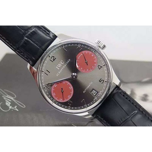IWC Portuguese Real PR IW500126 ZF 1:1 Best Edition Gray/Red Dial on Black Leather Strap A52010
