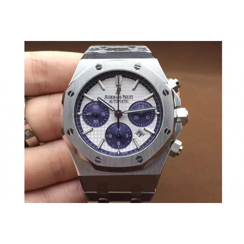 Audemars Piguet Royal Oak Chronograph 26320 SS White Dial Blue SubDial on SS Bracelet A7750