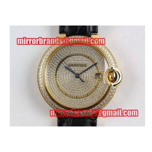Ballon Bleu de Cartier Full Paved Diamonds Dial YG/LE M9015 Auto Watches
