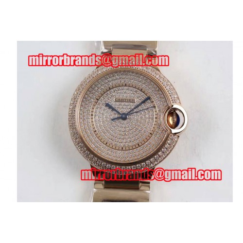 Ballon Bleu de Cartier Full Paved Diamonds Dial RG/RG M9015 Auto Watches