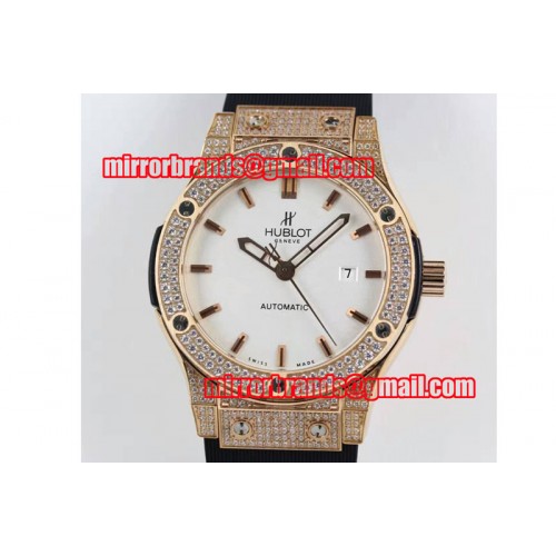 Hublot Big Bang Classic Fusion 45mm RG/RU White Dial Full Diamond A2824