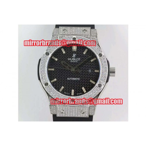 Hublot Big Bang Classic Fusion 45mm SS/RU Black Cf  Dial Full Diamond A2824