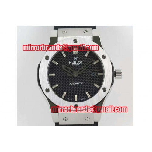 Hublot Big Bang Classic Fusion 45mm SS Black CF Dial SS Bezel on Black Rubber Strap