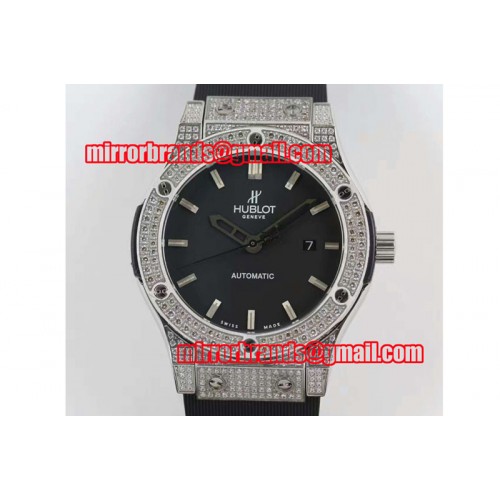 Hublot Big Bang Classic Fusion 45mm SS/RU Black Dial Full Diamond A2824