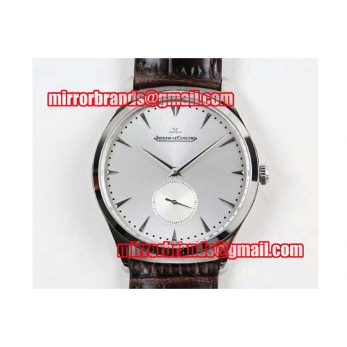 Jaeger-LeCoultre Master Ultra Thin Small Second SS ZF 1:1 Best Edition Black Dial on Black Leather Strap A896