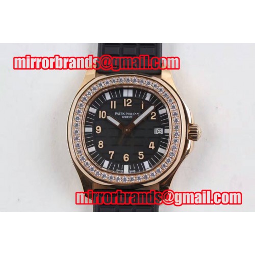 Patek Philippe Aquanaut Luce RG Black Textured Dial on Black Rubber Strap A23 Quartz