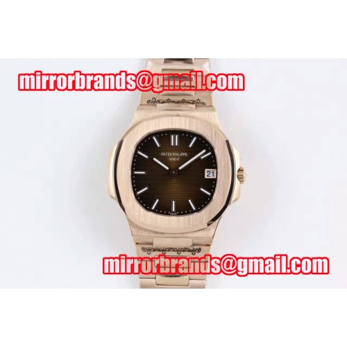 Patek Philippe Nautilus Jumbo 5711 RG 1:1 Best Edition Brown Textured Dial on RG Bracelet MIYOTA 9015