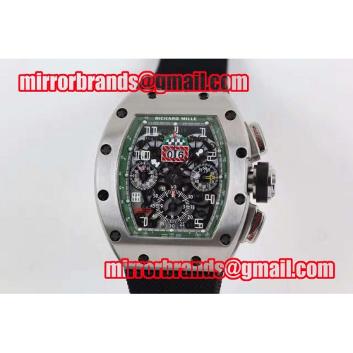 Richard Mille RM011-FM (Felipe Massa) Flyback Chrono SS Skeleton Dial Green Inner Bezel on Black Nylon Strap A7750