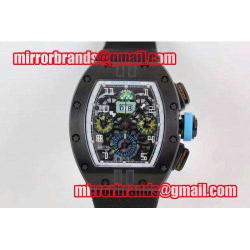 Richard Mille RM 011 PVD Lemans White Inner Bezel Skeleton Dial on White Nylon Strap A7750