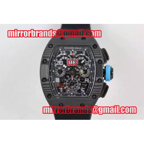 Richard Mille RM 011 SS Forge Carbon Black/Black Inner Bezel Skeleton Dial on Black Rubber Strap A7750