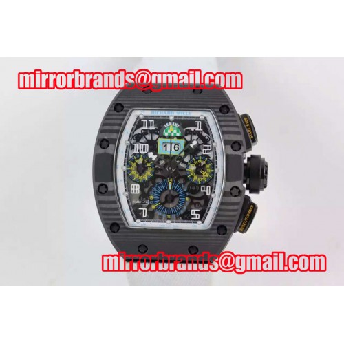 Richard Mille RM 011 PVD Forge Carbon Lemans White Inner Bezel Skeleton Dial on White Nylon Strap A7750