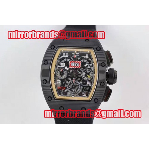 Richard Mille RM 011 PVD Forge Carbon Gold Inner Bezel Skeleton Dial on Black Nylon Strap A7750