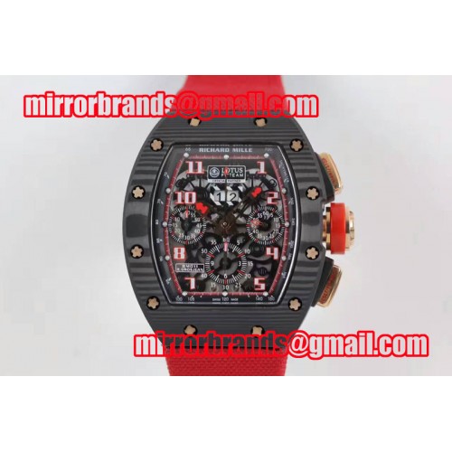 Richard Mille RM 011 RG Forge Carbon Black/Red Inner Bezel Skeleton Dial on Red Nylon Strap A7750