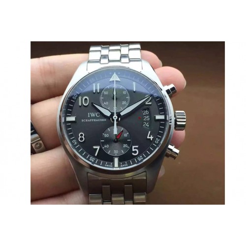 IWC Pilot Chrono SS 3878 Gray Dial on SS Bracelet A7750 V2