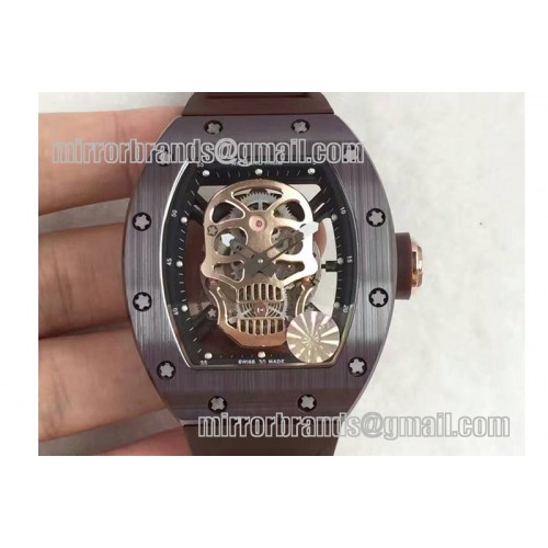 Richard Mille RM052 Brown Ceramic KVF RG Inner Bezel Skeleton Dial on Brown Rubber Strap MIYOTA8215