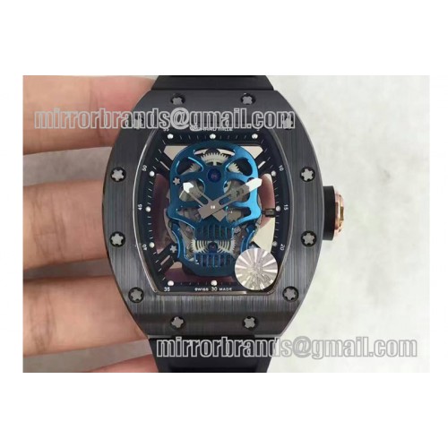 Richard Mille RM052 Black Ceramic KVF Blue Inner Bezel Skeleton Dial on Black Rubber Strap MIYOTA8215