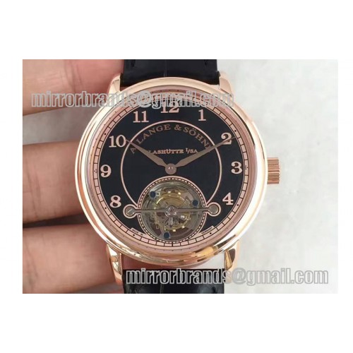 A.Lange & Sohne 1815 Tourbillon Handwerkskunst RG Black Dial on Black Leather Strap Cal.L02.1