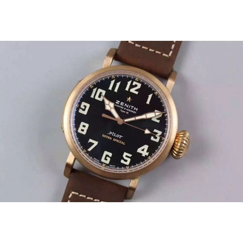 Zenith Pilot Type 20 Extra Special Bronze V6F 1:1 Best Edition on Brown Asso Strap MIYOTA 9015