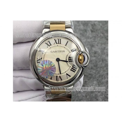 Ballon Bleu 33mm SS V6F 1:1 Best Edition Silver Textured Dial on SS/YG Bracelet Swiss Quartz