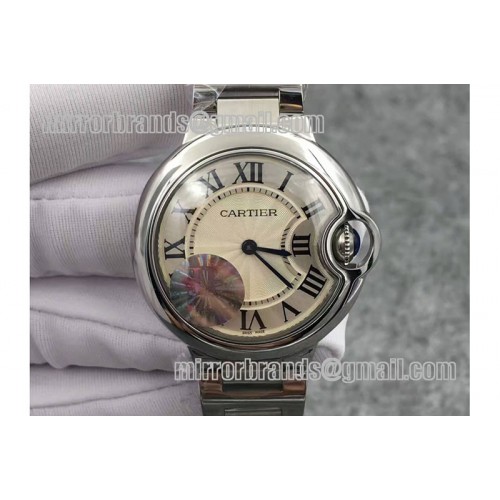 Cartier Ballon Bleu 33mm SS V6F Best Edition White MOP Dial on SS Bracelet Ronda Quartz