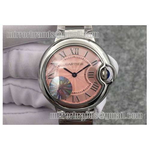 Cartier Ballon Bleu 33mm SS V6F Best Edition Pink Textured Dial on SS Bracelet