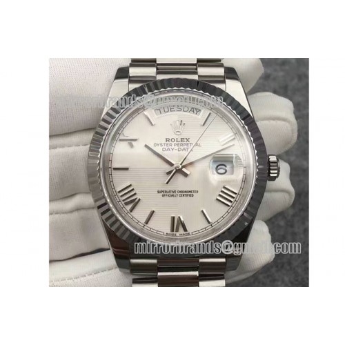 Rolex DayDate 40mm SS/SS White Roman Flut BP A2836 Mod3255