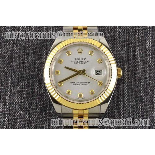 Rolex Datejust 116333 SS/YG TT Wrapped Jubile Diamond White Dial Swiss Eta 2836