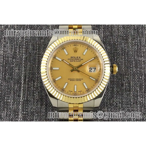 Rolex Datejust 116333 SS/YG TT Wrapped Jubile Stick Gold Dial Swiss Eta 2836