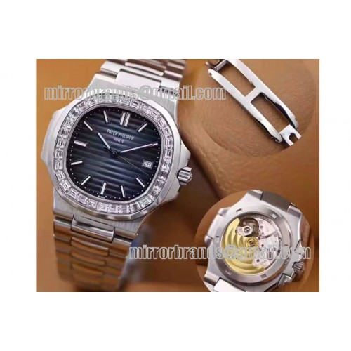Patek Philippe Nautilus Jumbo 5711 MKF 1:1 Best Edition Blue Textured Dial Diamond Bezel A324