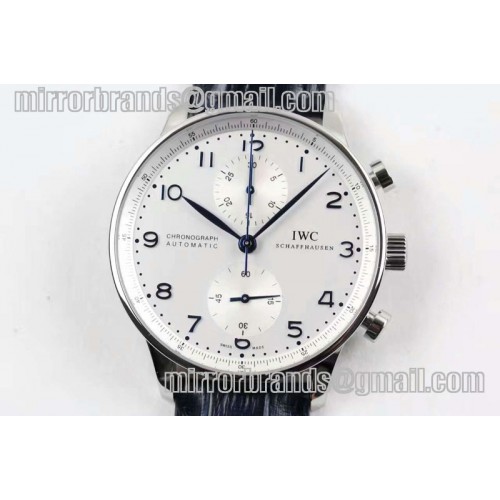 IWC Portuguese Chrono IW371417 SS ZF 1:1 Best Edition on Blue  Leather Strap A7750