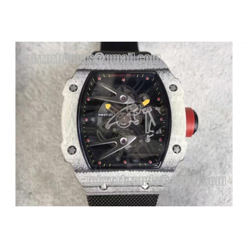 Richard Mille RM027-2 White Carbon Fiber Case Skeleton Dial on Black Nylon Strap 6T51