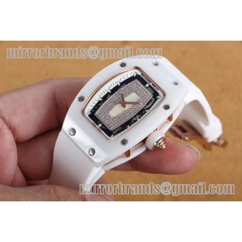 Richard Mille RM007 Bling Bling Limited Edition White Ceramic/White/RG//RU Asian 21J Decorated Richard Mille RM007 Bling Bling Limited Edition White Ceramic/White/RG//RU Asian 21J Decorated
