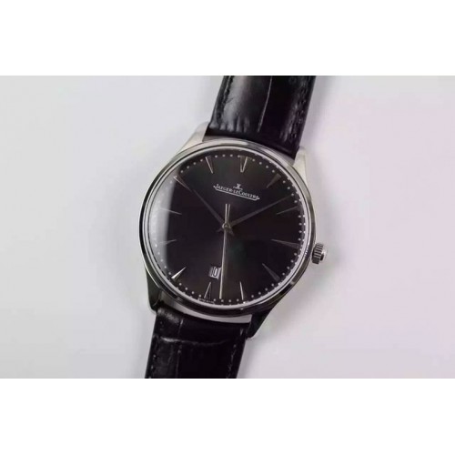 Jaeger-LeCoultre Master Ultra Thin SS Black Dial on Black Leather Strap A925