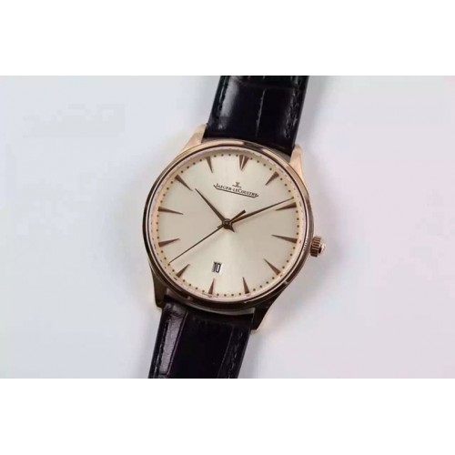 Jaeger-LeCoultre Master Ultra Thin RG Gold Dial on Black Leather Strap A925