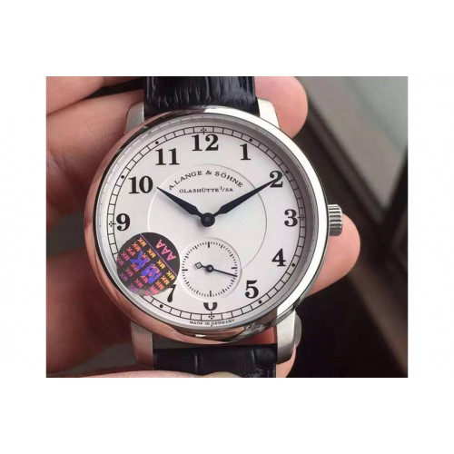 A. Lange & Sohne Saxonia SS White Dial on Black Leather Strap A2824