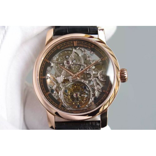 Vacheron Constantin The Patrimony Tourbillon RG TF Best Edition Black Inner Bezel Skeleton Dial