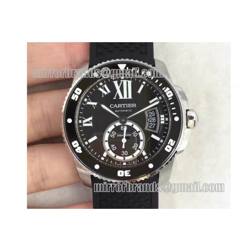 Calibre De Cartier SS/RU Black Miyita 8205