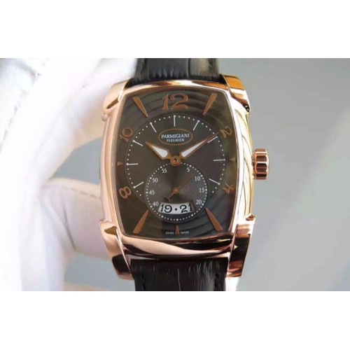 Parmigiani Fleurier Kalpa Grande RG Black Textured Dial on Brown Leather Strap A331