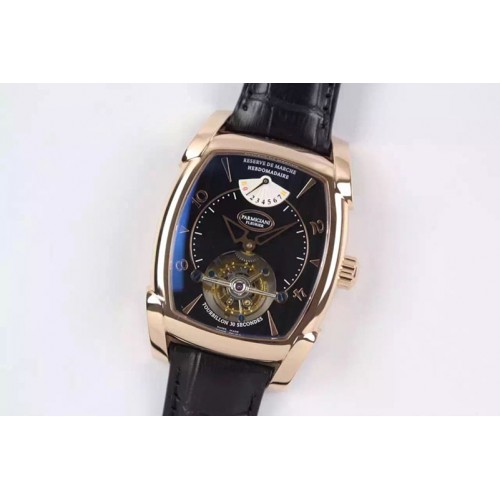 Parmigiani Fleurier Kalpa Grande Tourbillon RG Black Dial on Black Leather Strap