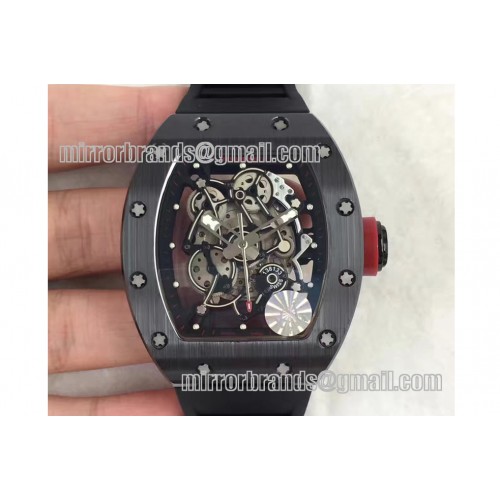 Richard Mille RM055 Black Ceramic Black/Red Inner Bezel Skeleton Dial on Black Rubber Strap MIYOTA8215