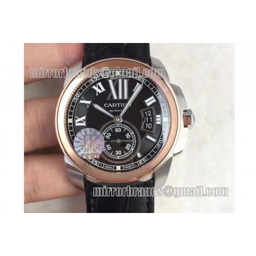 Calibre De Cartier SS/RG/LE Black Miyita 8205