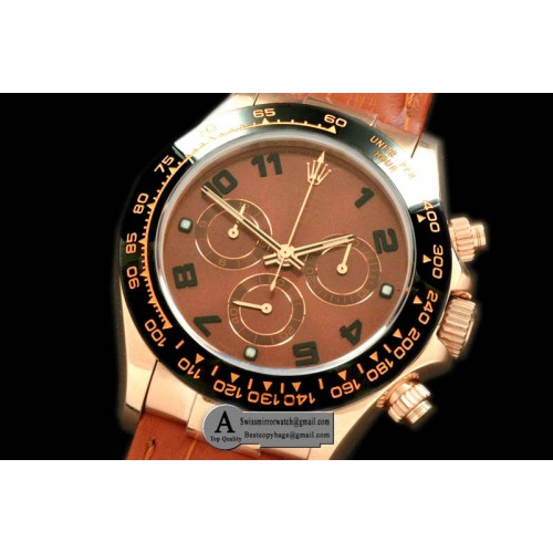 Rolex 2011 Rose Gold Leather Brown Numeral A-7750 Sec@6 28800 Replica Watches