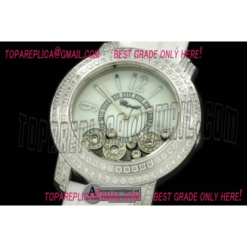 Chopard Happy Sports Ladies SS Leather White Swiss Quartz Replica Watches