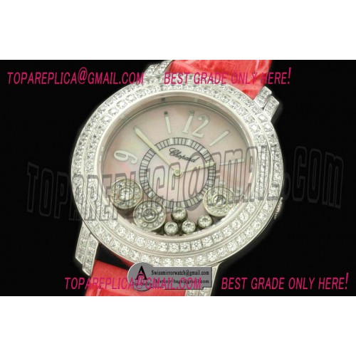 Chopard Happy Sports Ladies SS/Leather MOP Pink Swiss Quartz Replica Watches