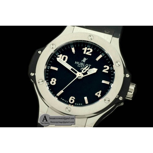 Hublot Big Bang 38mm SS Rubber Black Swiss Quartz Replica Watches