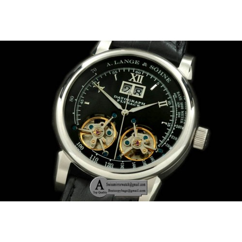 A.Lange & Sohne Duo Tourbillon Big Date SS Leather Black Asian 2813 Replica Watches
