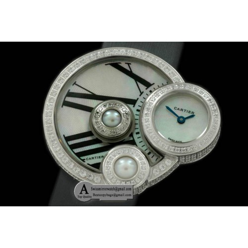Cartier WJ304850 Perle De Cartier SS/Stainless Steel /Diamond White Swiss Quartz Replica Watches