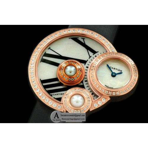 Cartier WJ304850 Perle De Cartier Rose Gold/Stainless Steel  White Swiss Quartz Replica Watches